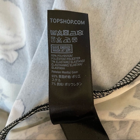 Topshop Velvet Flippy Dress Black Floral Dress Frill Neck Tie Wrist Long Sleeve - Picture 10 of 12